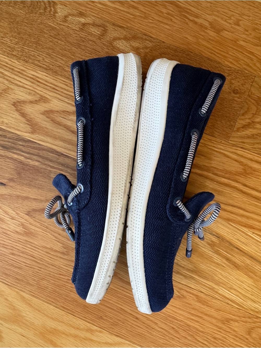 BareTraps Navy Knit Slip-On Moccasins with Contrast Rope Bow - Picture 8 of 9